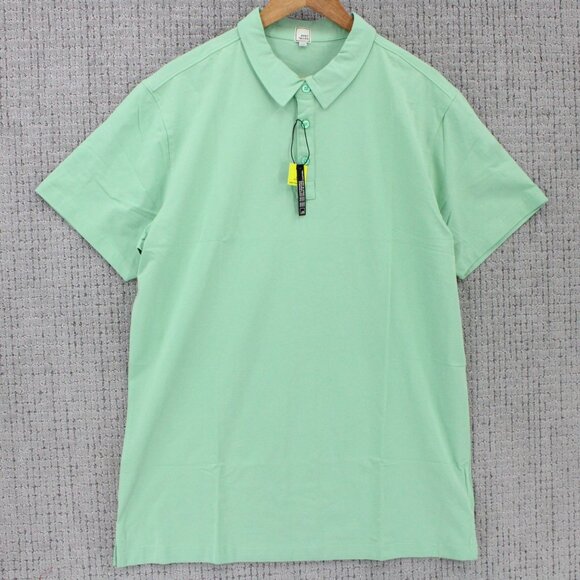 SWET TAILOR Polo Shirt Mens 2XL Green Solid Casual Short Sleeve Stretch NWT - Picture 1 of 9